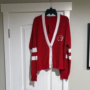 Wild Fable Red Cardigan with White Stripes